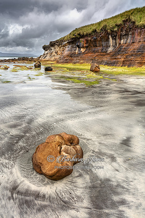 Laig Bay Cliffs. Rock and Sand Patterns. Isle of Eigg. Scotland.