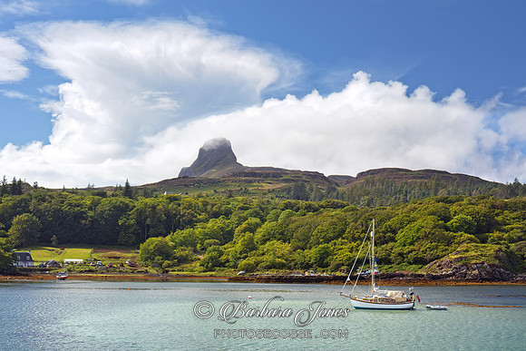 Sgurr of Eigg. From Galmisdale Pier. Summer. Isle of Eigg. Small Isles. Scotland.