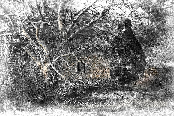 Isle of Eigg ruin, textured and toned.