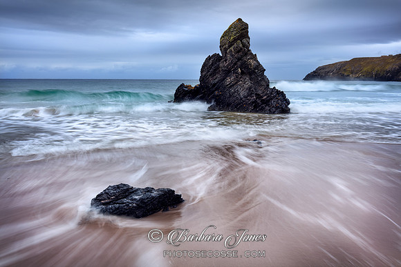 Sango Sands Wizards Hat Rock Durness NC500 Scotland.