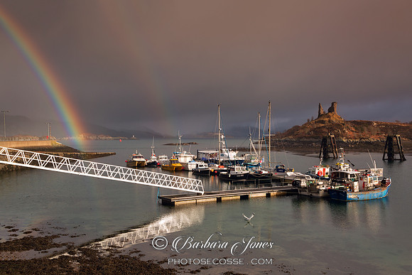 Kyleakin Harbour and Rainbow. Isle of Skye. Scotland.