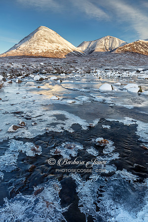 Glamaig and Beinn Dearg Mhor. Allt Dearg Mhor. Ice. Sligachan. Isle of Skye. Scotland.