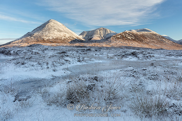 Glamaig and Red Cuillin. Snow. Sligachan. Isle of Skye. Scotland.