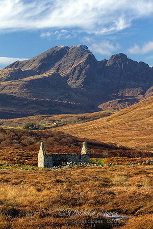 Blaven and Kilchrist Ruin Skye Scotland.