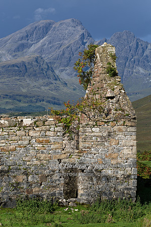 Kilchrist Ruin and Blaven Strath Suardal Skye Scotland.