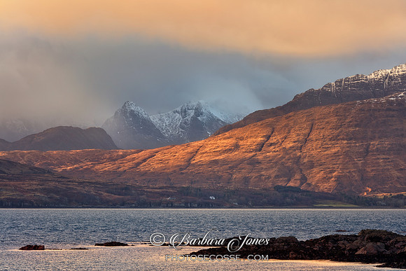 Black Cuillin Sunset in Winter Skye Scotland.
