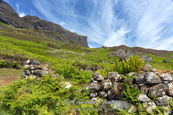 Grulin Uachdrach Ruin. Sgurr of Eigg. Small Isles. Scotland.