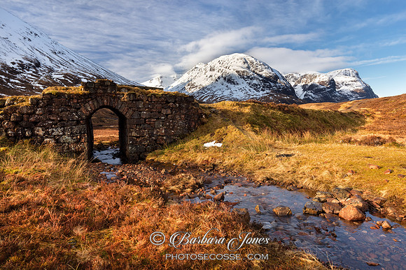 Glen Coe Old Road Bridge. Winter. Scottish Highlands.
