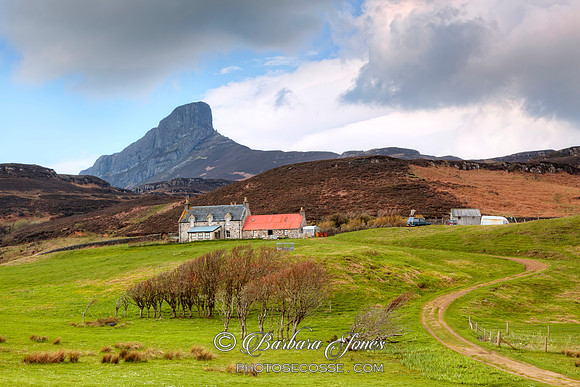 Sgurr of Eigg. Galmisdale Farm. Early Spring. Isle of Eigg. Scotland.