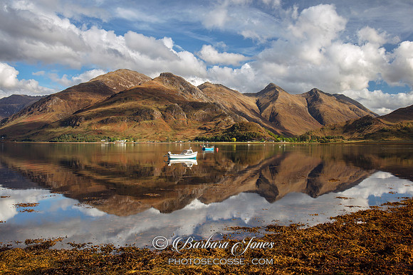 Five Sisters Reflection and Loch Duich. Autumn. Scottish Highlands.