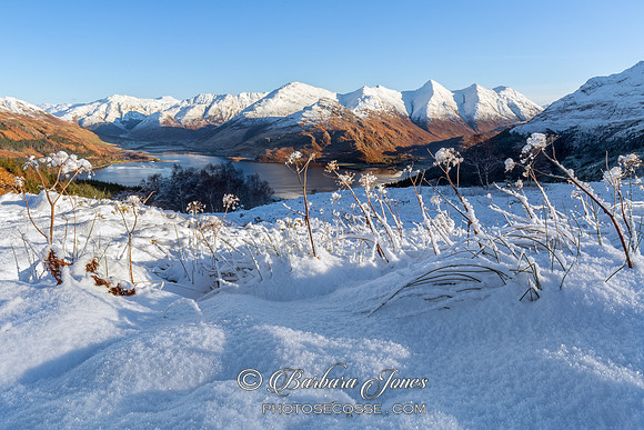 Five Sisters and Loch Duich. Mam Ratagan View. Kintail. Scotland.