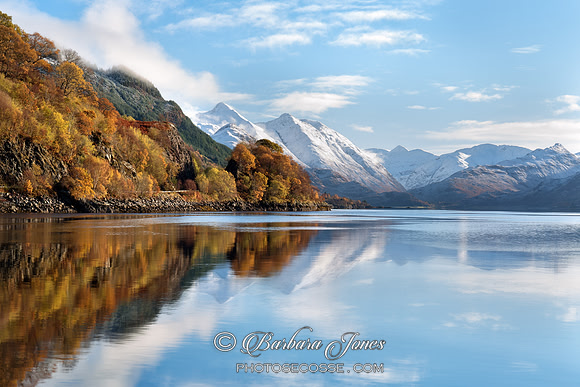 Five Sisters Reflection Loch Duich Scotland.