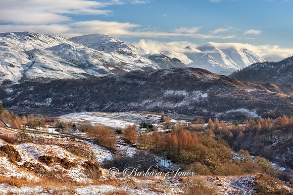 Five Sisters of Kintail in Winter, Scottish Highlands.