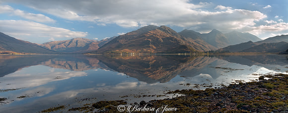 Five Sisters of Kintail. Loch Duich. 28 ins x 11 ins  pano. Scotland.