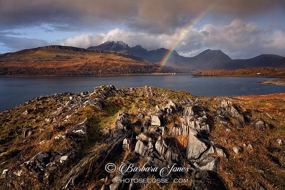 Camus Malag Rainbow over Blaven Isle of Skye.