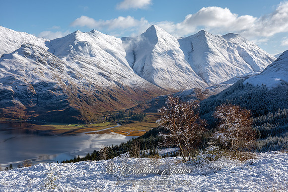 Five Sisters of Kintail, Snow Scene, Mam Ratagan, Scotland.