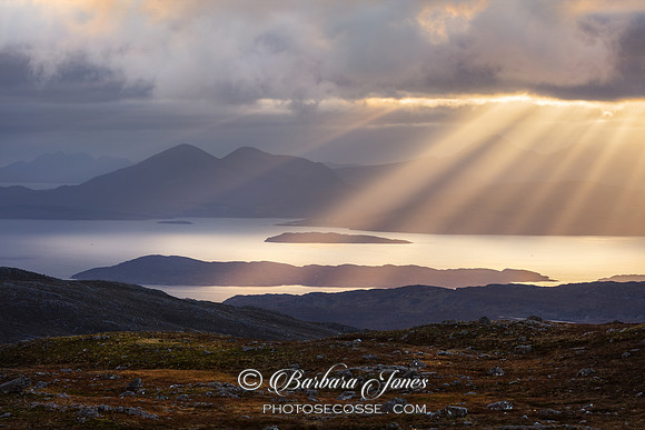 Sunbeams. Applecross Bealach na Ba. Summit View. Wester Ross. Scotland.