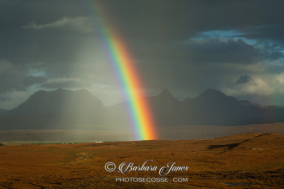 Rainbow. Coigach. Inverpolly Hills in Autumn.   Scotland.