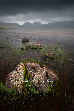 Rain and Wind. Loch Oscaig.  Coigach. NW Geopark. Scotland.