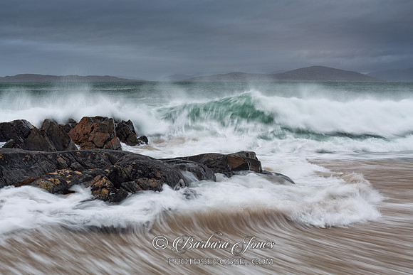 Wind. Bagh Steinigidh and Taransay. Scarista. Isle of Harris. Scotland.