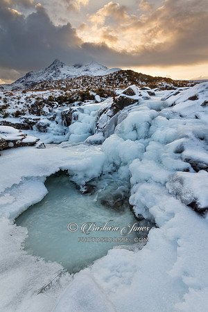 Snow. Sgurr Nan Gillean. Sligachan Winter. Isle of Skye. Scotland.