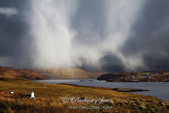 Snow Showers. Portnalong snow clouds. From Ullinish. Isle of Skye. Scotland.