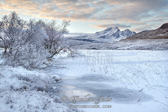 Blaven and Loch Cill Chriosd. Snow Scene. Skye. Scotland.