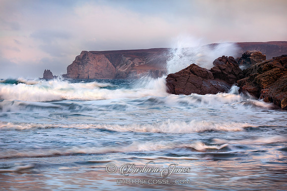 Sango Sands Big Waves Durness NC500 Scotland.
