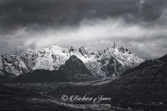 Black Cuillin from Tokavaig Sleat of Skye Scotland MONO