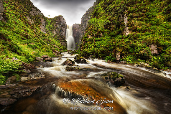 Wailing Widow Falls . Summer Spate. Highland Scotland..