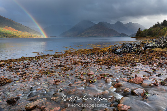 Loch Duich. Five Sisters  Rainbow. Kintail. Scotland.