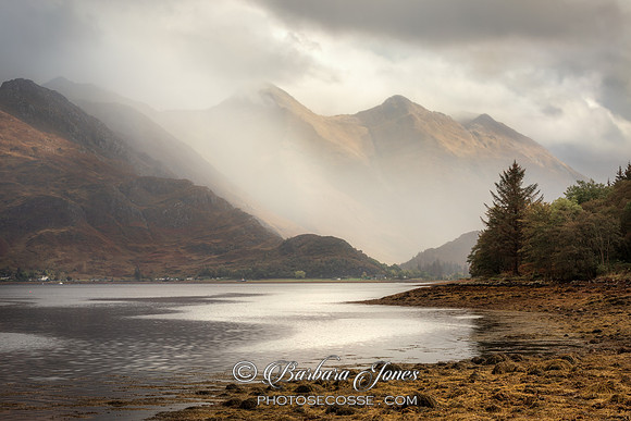 Rain.  Five Sisters Kintail. Loch Duich. Scotland.
