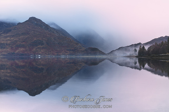 Five Sisters of Kintail. Misted out. Loch Duich. Scotland.