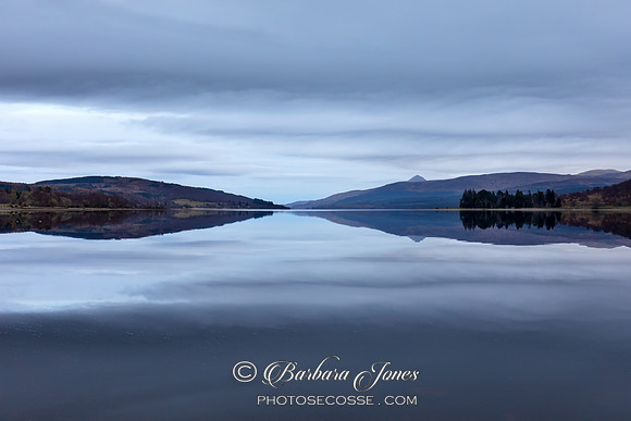 Loch Rannoch Moody Reflection Perthshire Scotland.