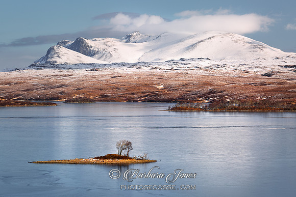 Ben Loyal Loch Meadie in Winter Sutherland, Scotland.