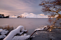 Loch Cùl Dromannan Winter Sunset Inverpolly Scotland.