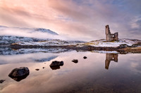 Ardvrek Castle and Misty Reflection. Loch Assynt. NC500. Scotland.