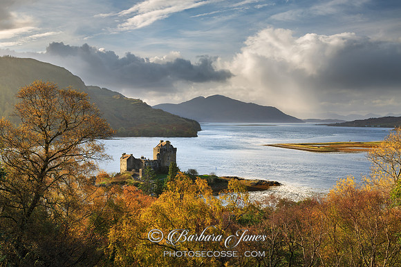 Eilean Donan Castle, in Autumn from Carr Brae. Scottish Highlands.