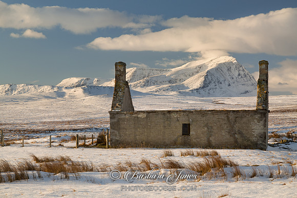 Ben Hope Moine House Ruin Winter NC500, Scotland.