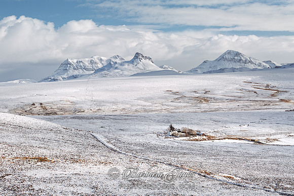 Inverpolly Hills in Winter from Polbain. Coigach. Scotland.