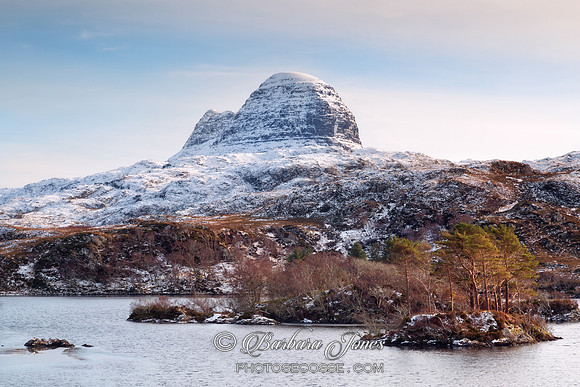Suilven in Winter. Loch Druim Suardalain. Glencanisp.Scotland.