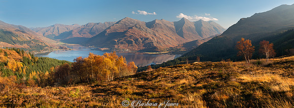 Five Sisters of Kintail and Loch Duich in Autumn. Scotland.