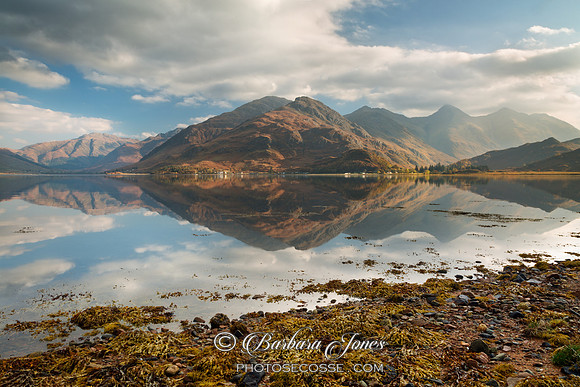 Five Sisters of Kintail in early November. Loch Duich. Scotland.
