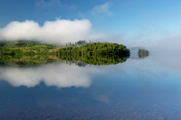Glen Garry. Loch Garry reflections and mist. Lochaber. Scotland.
