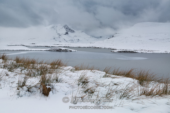 Cul Beag and Stac Pollaidh across Lochan an Aise. N.W. Geopark. Scotland.