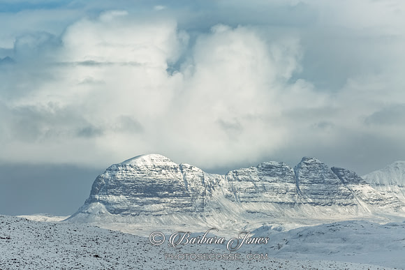 Suilven. The Snow Cloud. From Polbain. Coigach.  Scotland.
