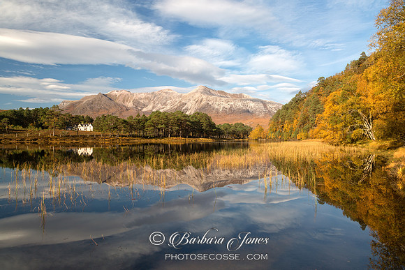 Torridon. Beinn Eighe. Loch Coulin reflections. Autumn. Wester Ross. Scotland.