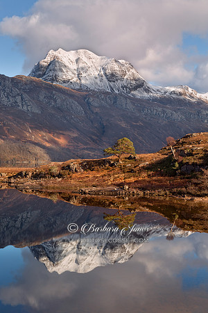Slioch Reflection in Winter Loch Maree Scotland.