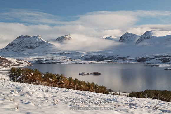 Loch Bad A' Ghaill. Mist and Snow. Aird of Coigach. Scotland.