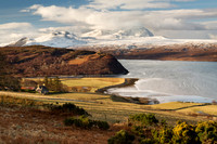 Ben Hope in Winter, across  Kyle of Tongue. Sutherland. Scotland.